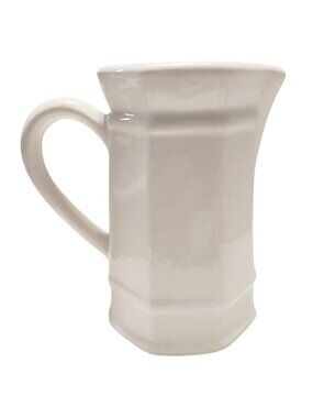 Vintage Pfaltzgraff White Ceramic Pitcher Vase With Handle Glossy Finish
